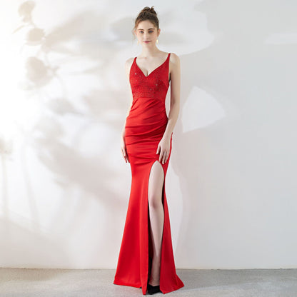 Dinner Evening Dress Socialite Long Fishtail Slimming Nightclub Catwalk Annual Meeting Ktv Dress