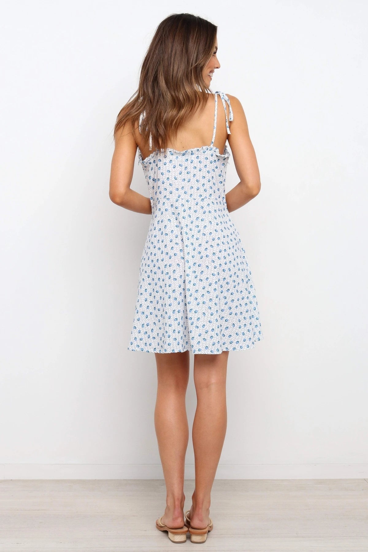 Holiday Square Collar Short Sleeve Printed Dress