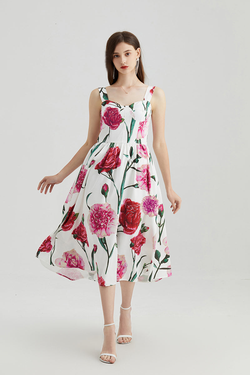 High Waist Printed Three-Dimensional Strapless Slip Dress