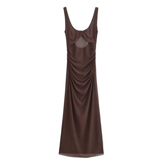 Fashionable Pleated Hip Tight Irregular Asymmetric High Grade Suspender Dress