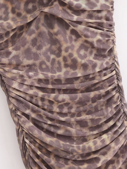 Halter Animal Printed Tulle Dress