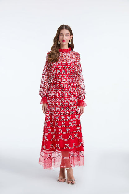 Long Sleeve Sequin A Line Dress