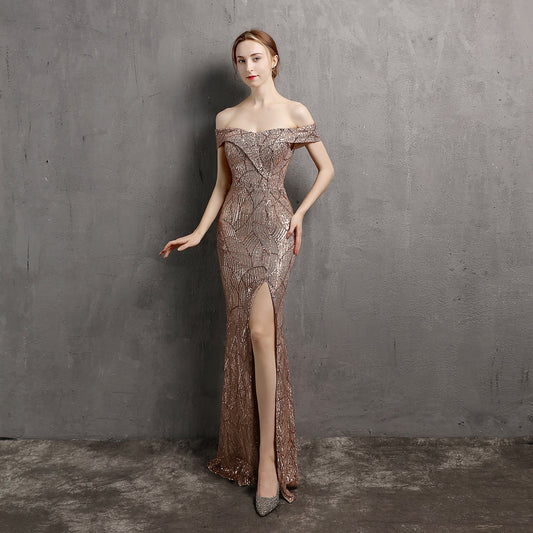 Fairy Dream Socialite Gathering Party Evening Dress Long Slimming Toast Dress Bride