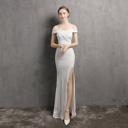 Fairy Dream Socialite Gathering Party Evening Dress Long Slimming Toast Dress Bride