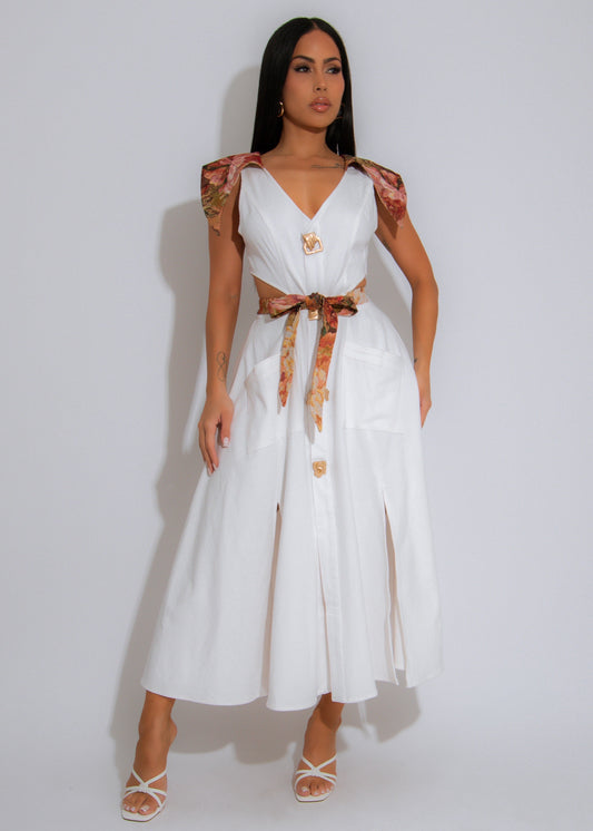 Garden Vanguard Floral Midi Dress White