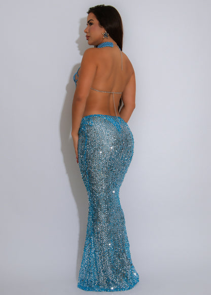 Drip District Pearls Sequin Bikini Set Blue
