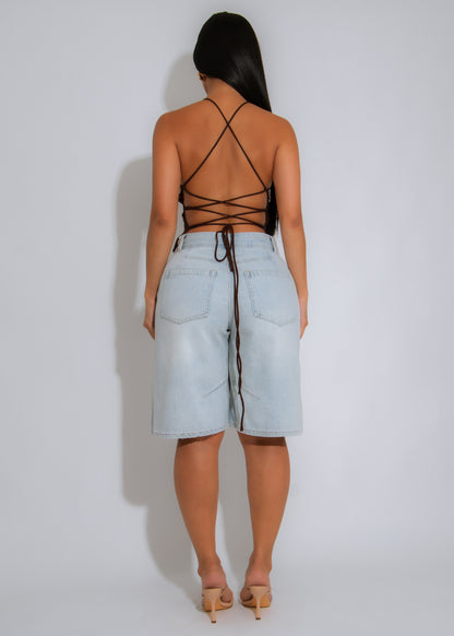 Moonlit Bloom Floral Sequin Crop Top Brown