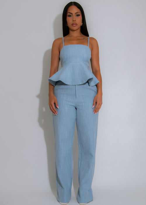 Peplum Perfection Pant Set Blue