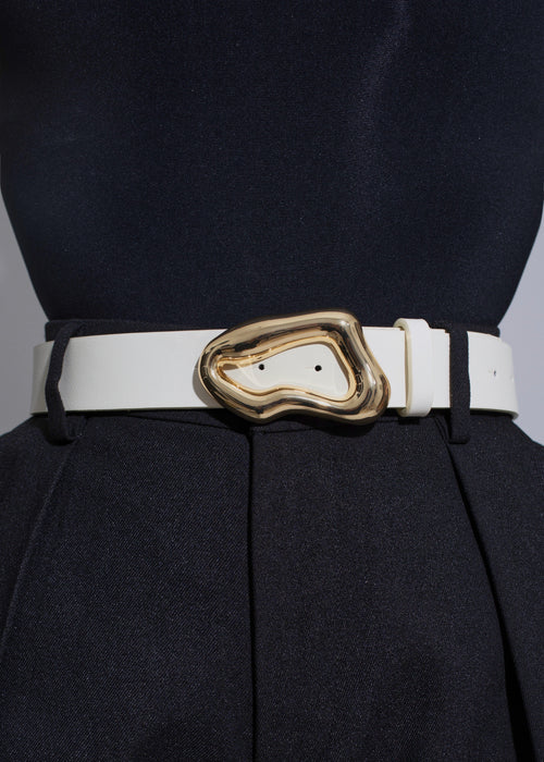 Molten Shape Accent Belt White