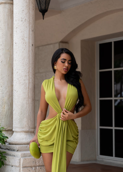 Endless Allure Ruched Mini Dress Green