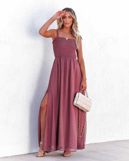 Fashionable Slim-Fit Waist Jacquard Suspender Dress Plus Size Sundress textured