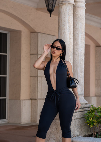 Seduce Line Capri Romper Black