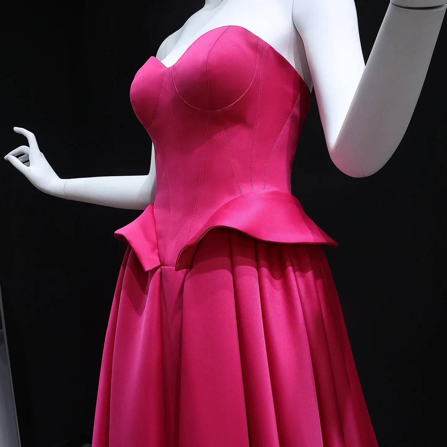 Fuchsia Sweetheart Ruffles Floor-Length Dress