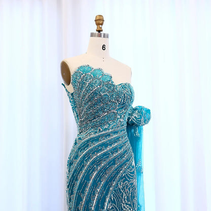 Mermaid Cape Sleeve Scalloped Green Evening Dress