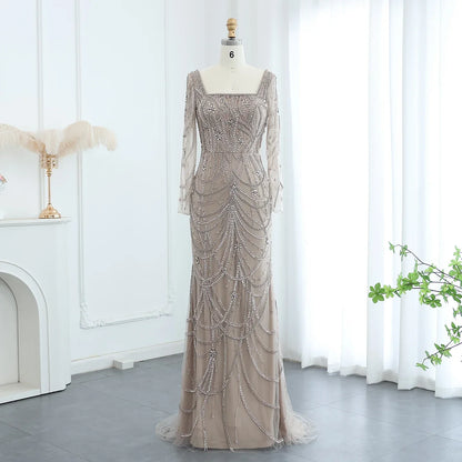 Green Mermaid Square Neckline Tulle Party Dress