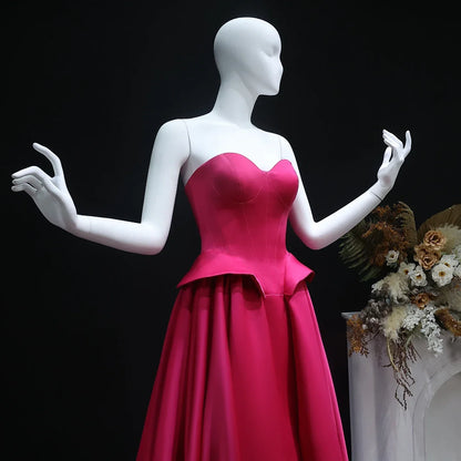 Fuchsia Sweetheart Ruffles Floor-Length Dress