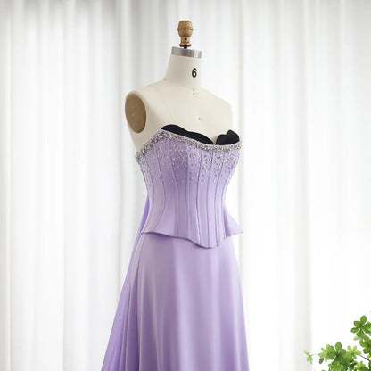 Lilac Corset Satin Evening Dress