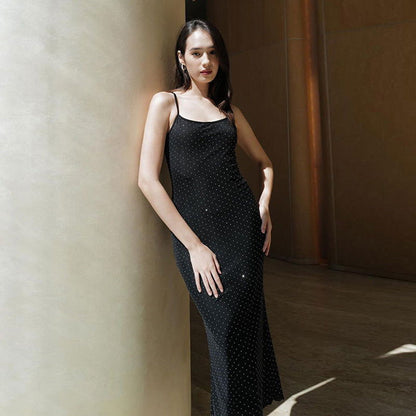 Maxi Dress Socialite Elegant Strap Shiny Light Dress for Dress