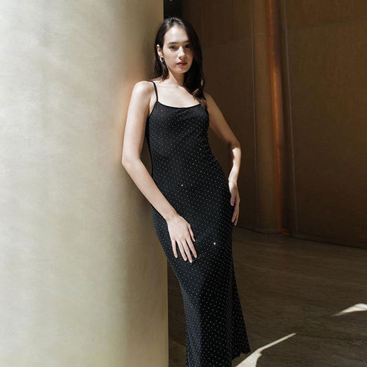Maxi Dress Socialite Elegant Strap Shiny Light Dress for Dress