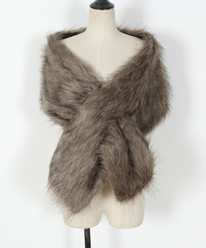 Faux Fur Talma Scarf Multi Color Scarf Bridal Dress Cross Shawl