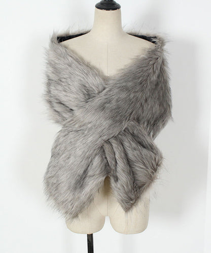 Faux Fur Talma Scarf Multi Color Scarf Bridal Dress Cross Shawl