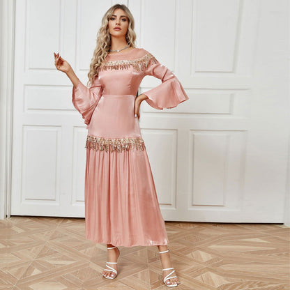 Elegant Tassel Sequ High Waist Dress