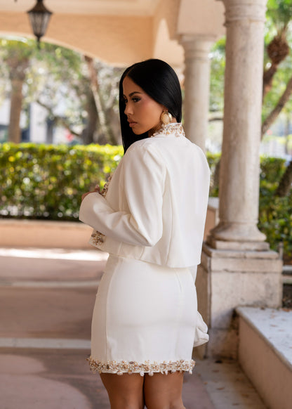 Pearl Essence Pearls Skirt Set White