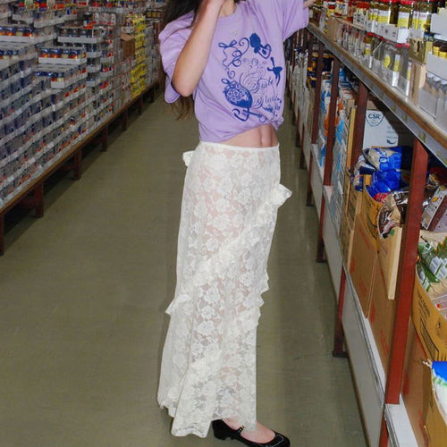Design Lace Stitching Skirt See through Dress