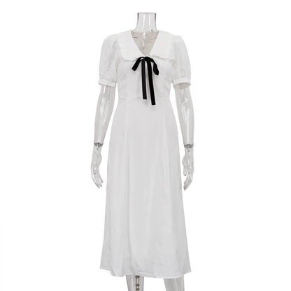 Doll Collar French Dress High Sense Anti Aging Elegant Slim Fit Midi A Line Dress