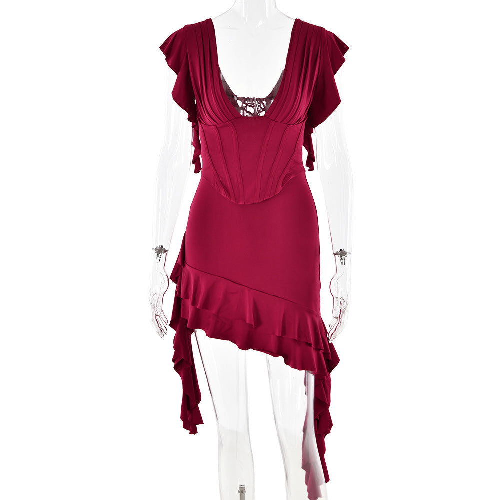 Dress V neck Sleeveless Backless Slim Fit