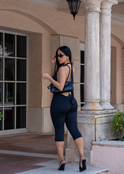 Seduce Line Capri Romper Black