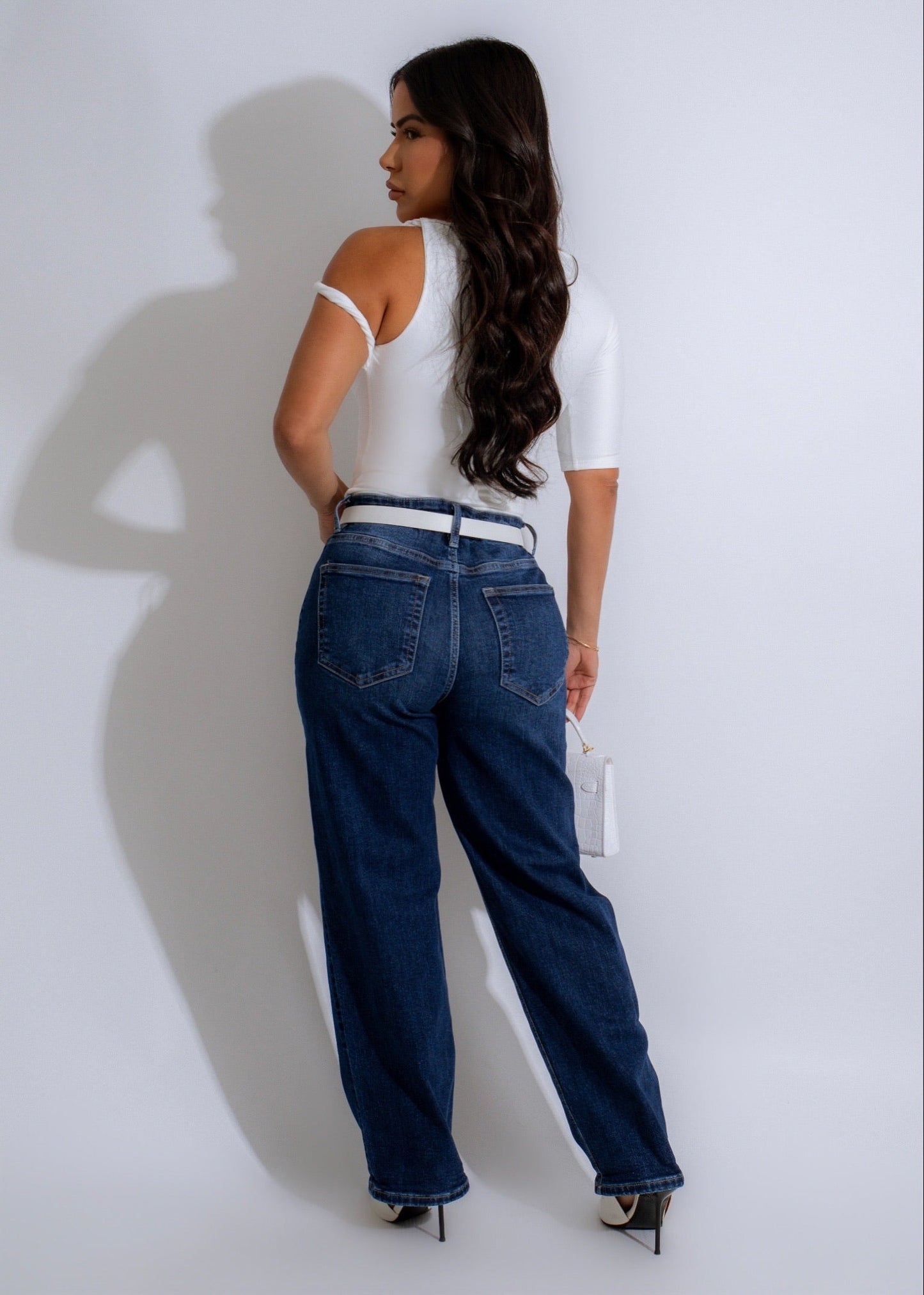 Everlast High Rise Cuff Jeans Dark Denim