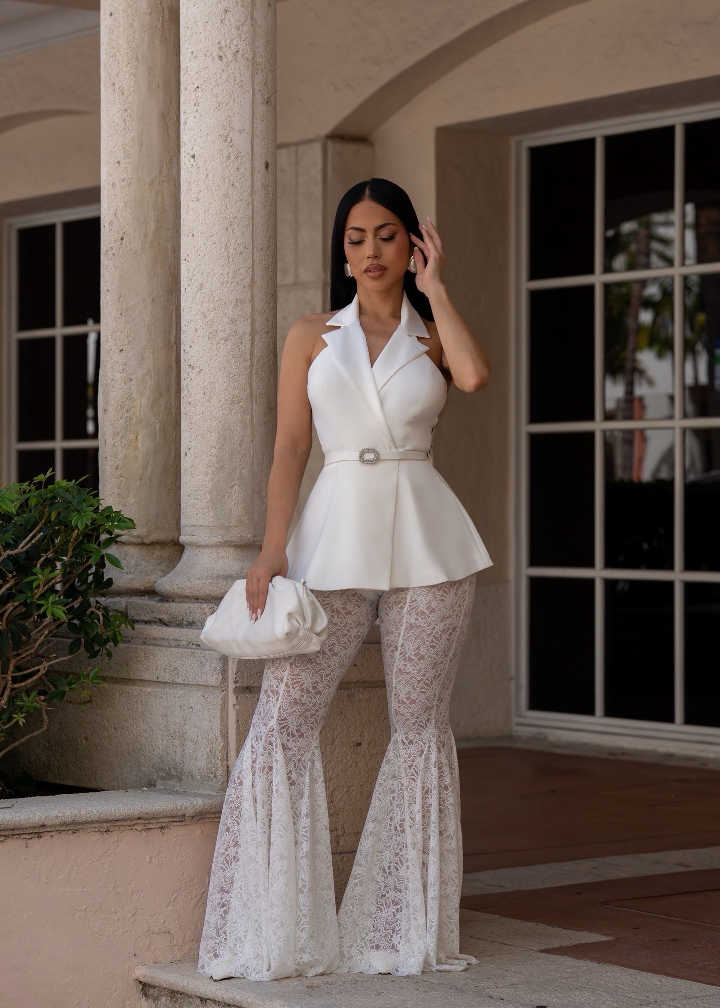 Silhouette Royale Lace Pant Set White