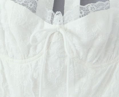 FallFresh Simple Lace Halter Suspender Dress