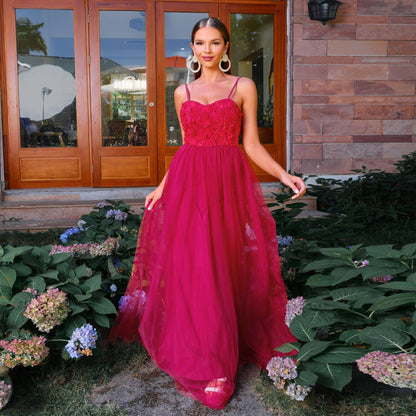 European French Dress Sling Off Neck Mesh Stitching Casual Holiday Evening Dress Dress