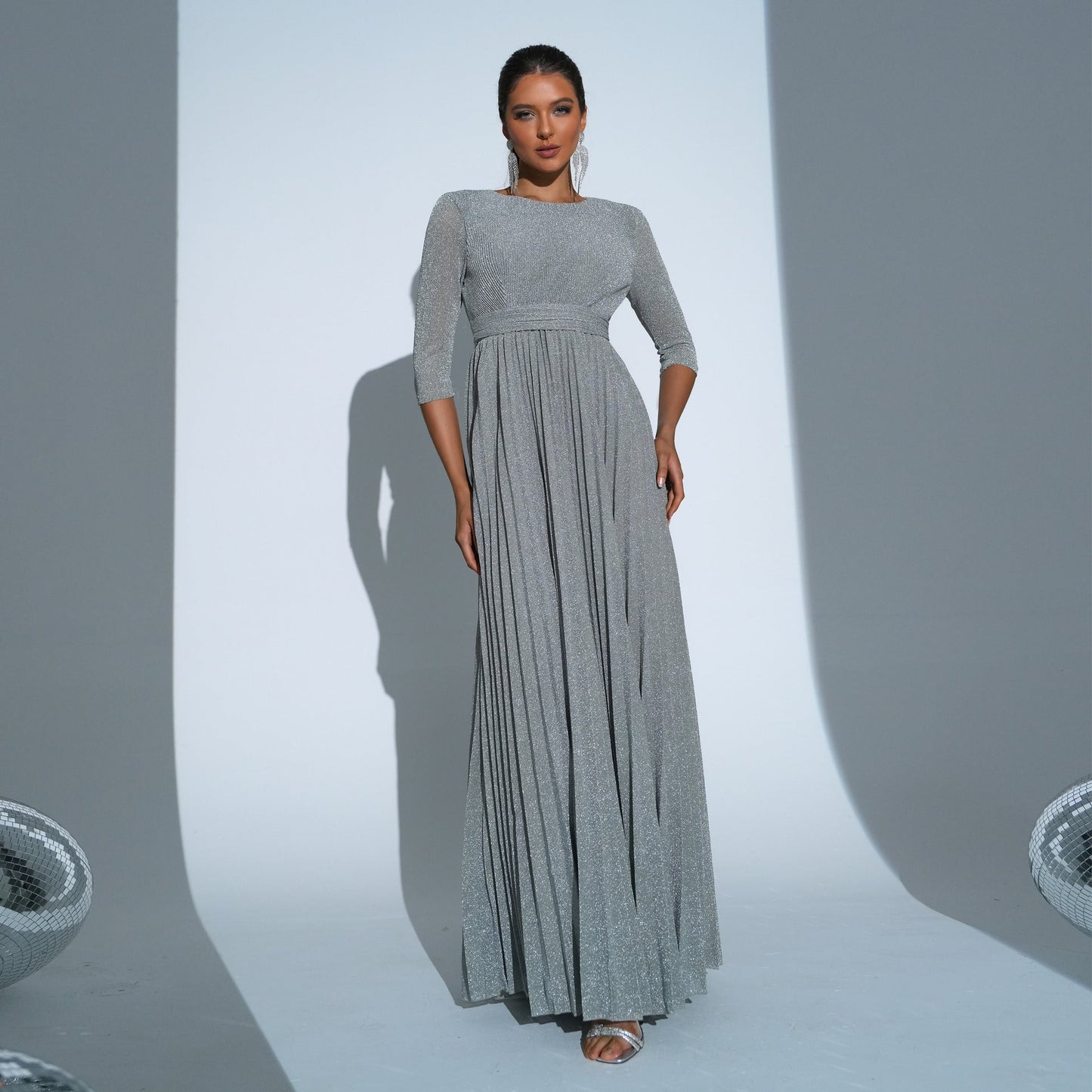 Five Quarter Sleeve Crew Neck Long Bohemian Large Swing Waist Evening