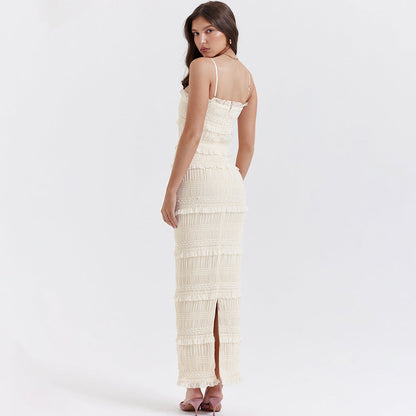 High Elastic Sequin Lace Slim Fit Backless Maxi Dress Cami Dress