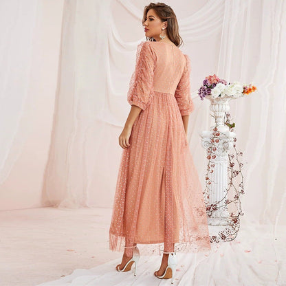 Casual Elegant Polka Dot round Neck Dress