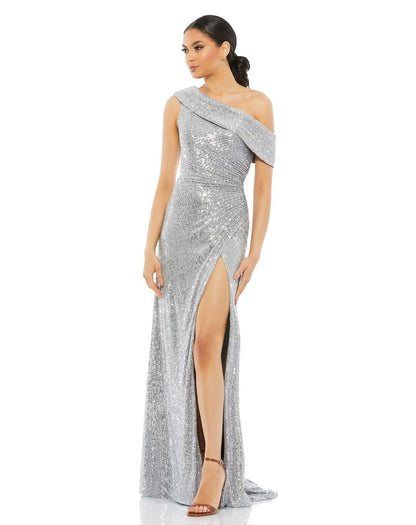 Fashionable Sequ Diagonal Collar High Slit Socialite Dress (4 Colors)