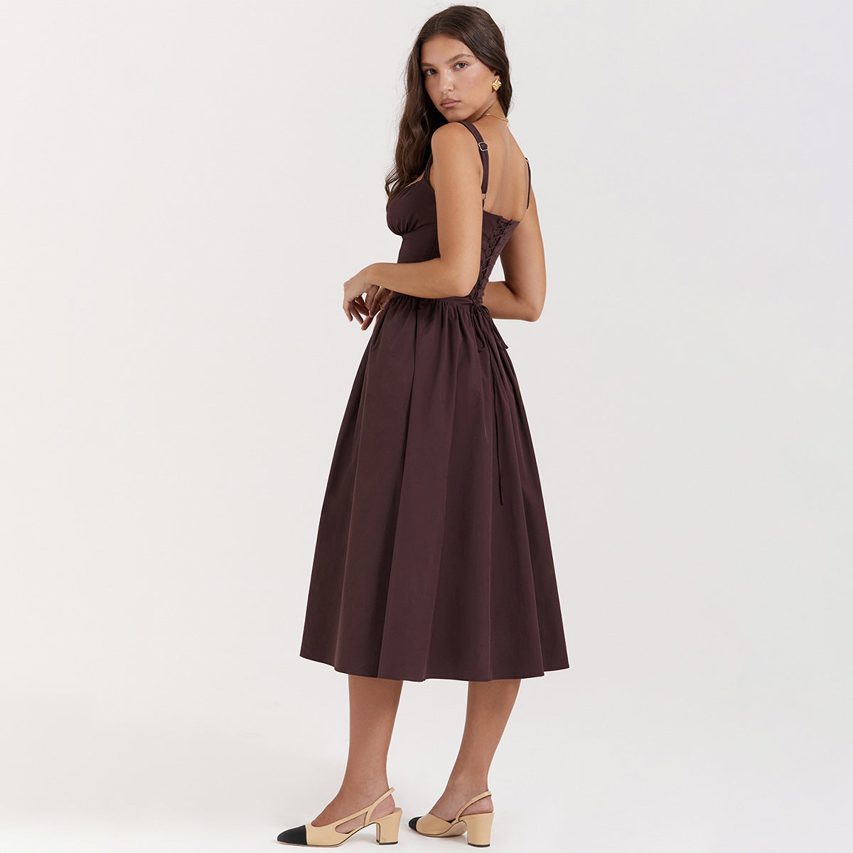 Dress Sling Midi Dress Vacation Slim Fit Backless