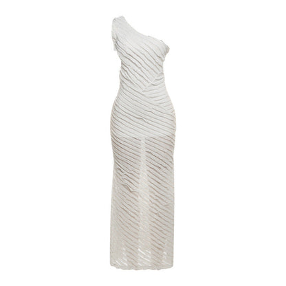GracefulSloping Shoulder Backless Side Hollow Out Cutout Slim Fit Dress