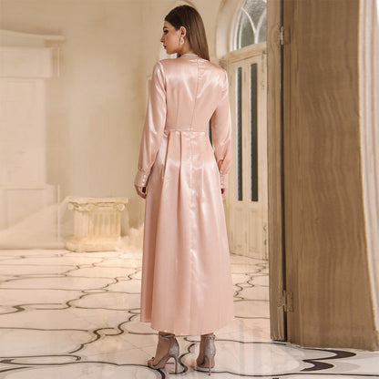 East Muslim High Waist Dress With Headscarf