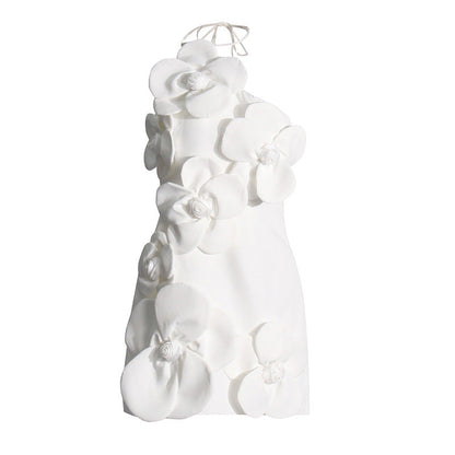 French Floral Splicing  Suspender Design Solid Color