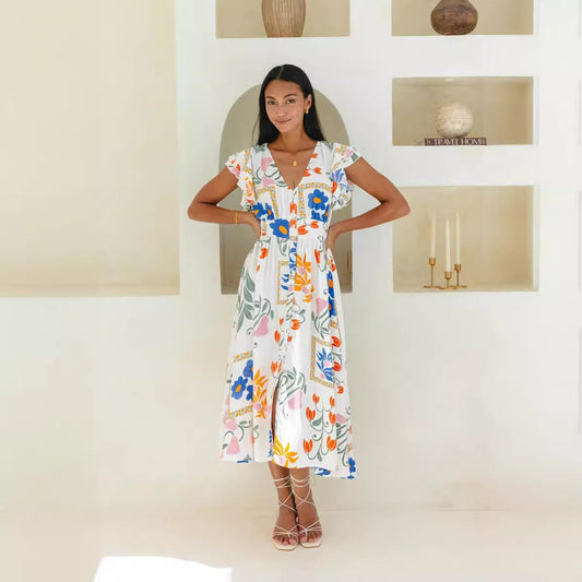 Independent StFloral Print Single Breasted Dress