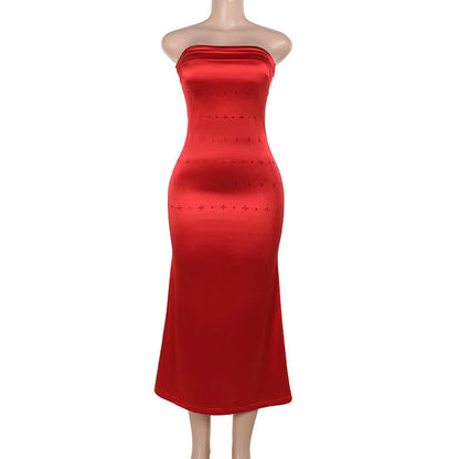 Fall Type Hip Socialite Elegant Slim Fit Dress Tube Top