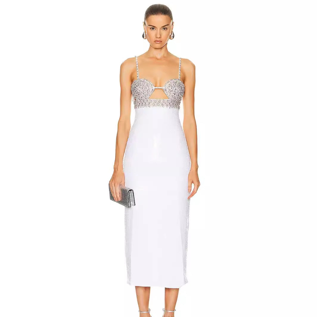 High End Sequined Rhinestone Dress Cocktail Host Annual Meeting Performance Dress