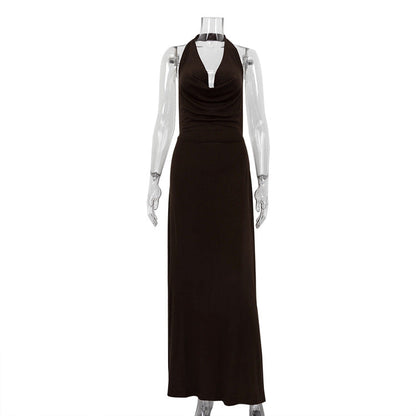 Halterneck Vest Long Backless Party Evening Dress