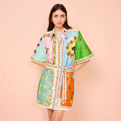 Casual Linen Printed Shirt Cardigan Wild Dress