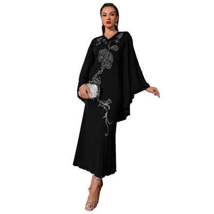 Embroidered Dress V Neck Batwing Sleeve Dress Urban Dress