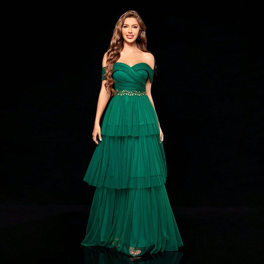Evening Dress Tube Top Ladies Evening Dress Design Beautiful Mesh Dress
